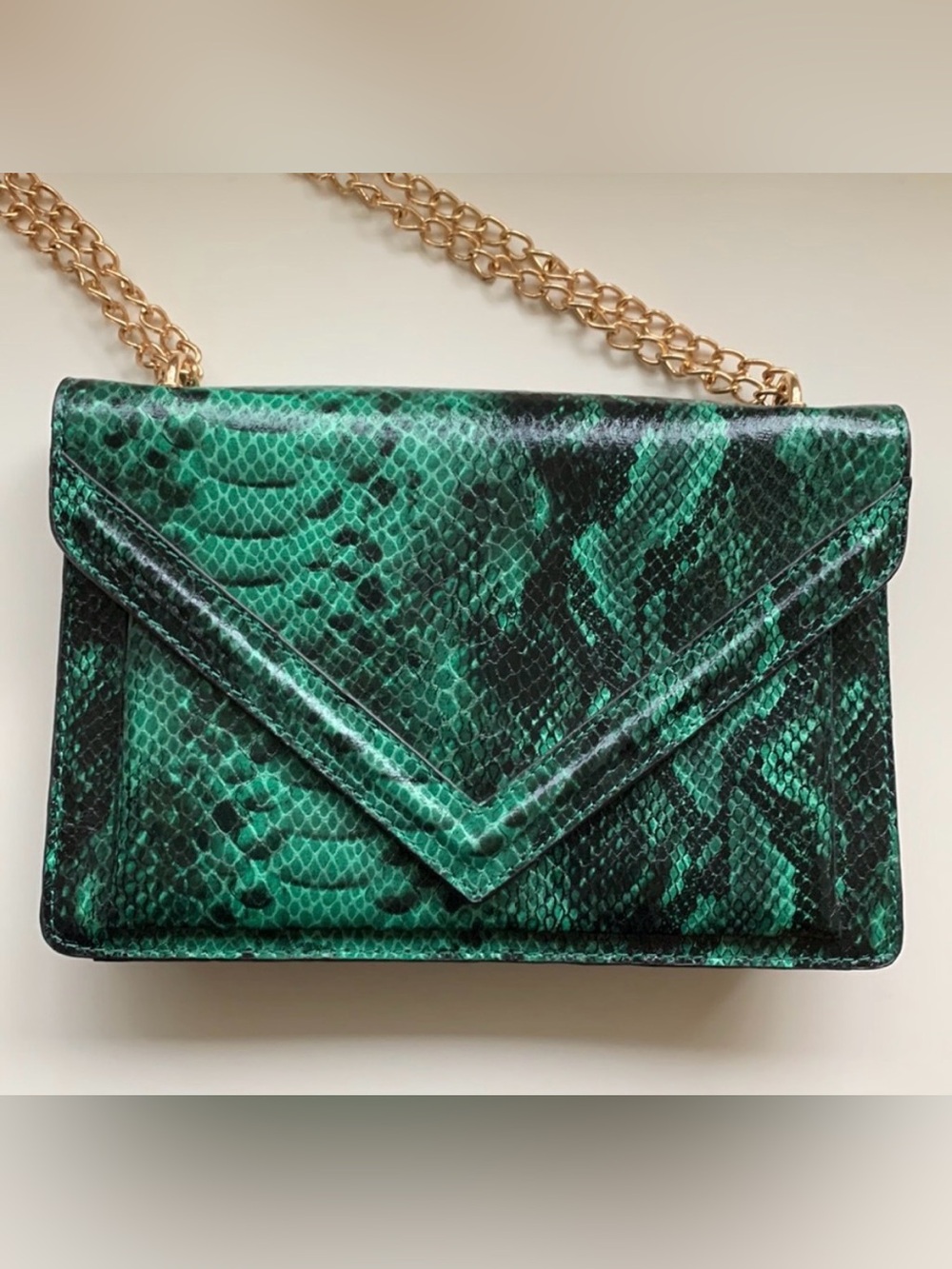 Green Faux Snake  Shoulder Bag New